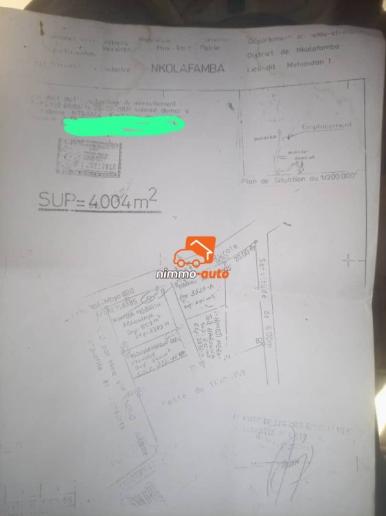 terrain titré à vendre à odza fecafoot