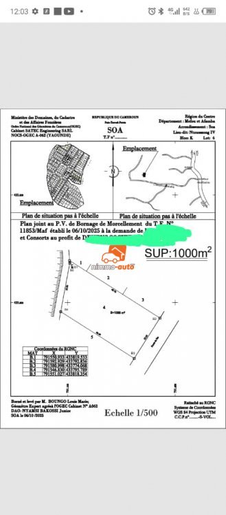 terrain tiré à vendre à nkolfoulou