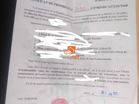 Terrain à vendre à Nsimalen